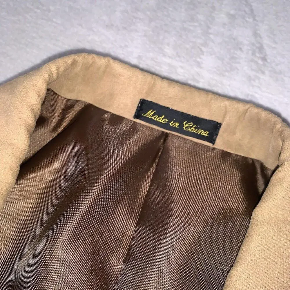 Circle S Dallas Texas Men Blazer Sport Coat 48R Micro Suede Two Button Brown NWT